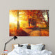 Fall. Autumn Park. Autumnal Trees and Leaves in sun rays Wall Mural