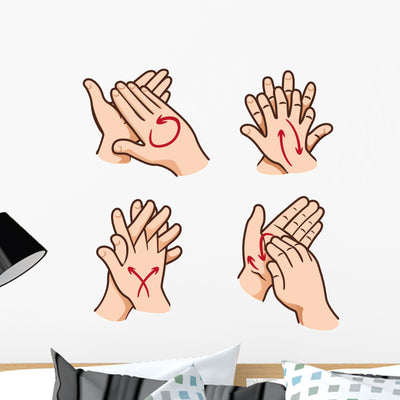 Person Washing Hands Wall Stickers Wall Decal shown on a wall