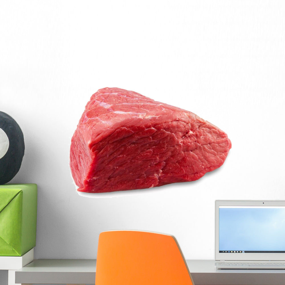 Fresh Beef Slab Isolated On White Wall Decal - WallMonkeys.com ...