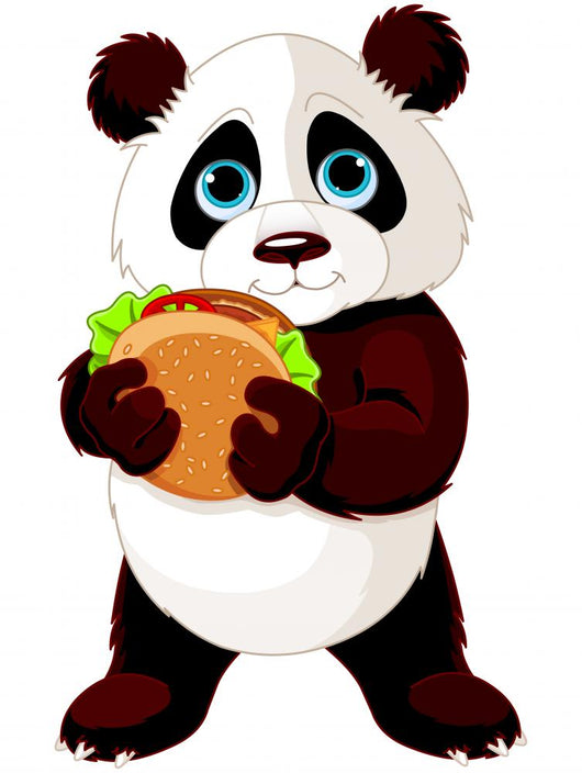 Panda Eats Hamburger Wall Decal