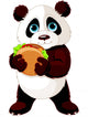 Panda Eats Hamburger Wall Decal