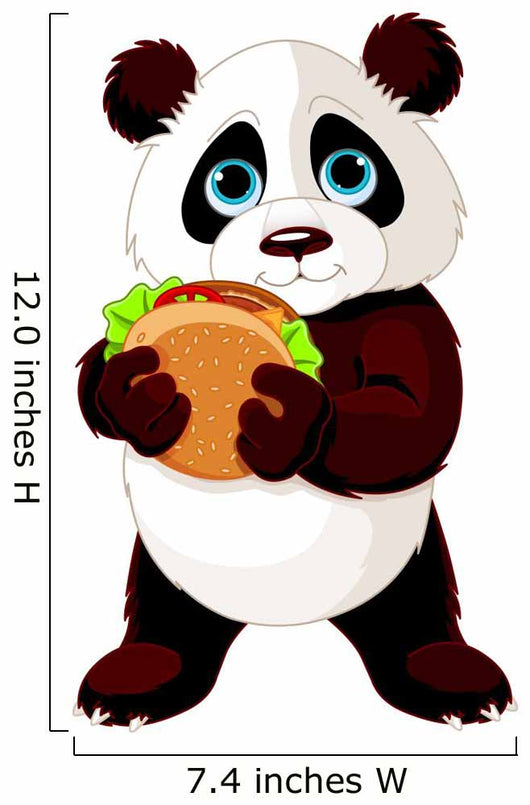 Panda Eats Hamburger Wall Decal