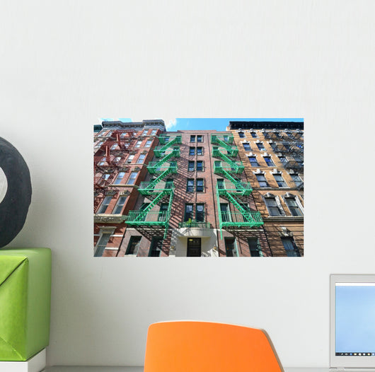 Old Building with Fire Wall Decal