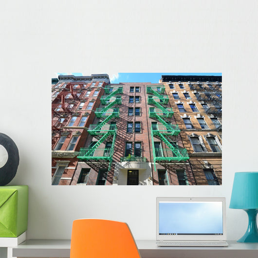 Old Building with Fire Wall Decal