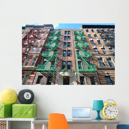Old Building with Fire Wall Decal