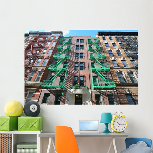 Old Building with Fire Wall Decal