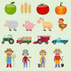 Farm Icons Set Wall Decal