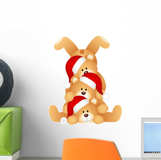 Stack of Christmas teddy Bears Wall Decal
