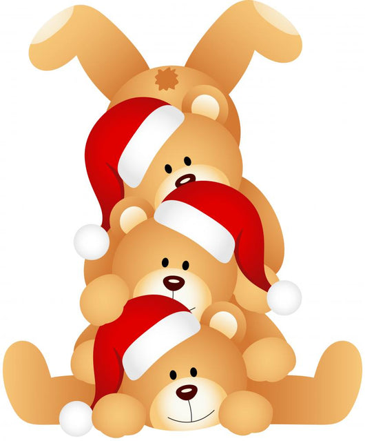 Stack Of Christmas Teddy Bears Wall Decal