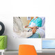 Female Doctor Sitting With Patient On Hospital Bed Wall Mural