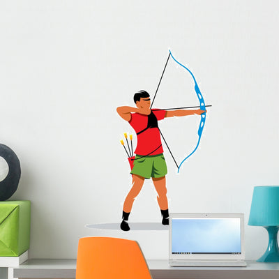 Athlete Archery Vector Sign Wall Decal shown on a wall