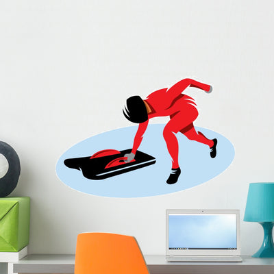 Winter Sceleton Vector Sign Wall Decal shown on a wall