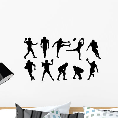 Football Silhouettes Wall Decal shown on a wall