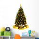 decorated christmas tree with gift boxes isolated on white backg Wall Decal