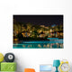 Night swimming pool side of tropical hotel Wall Mural