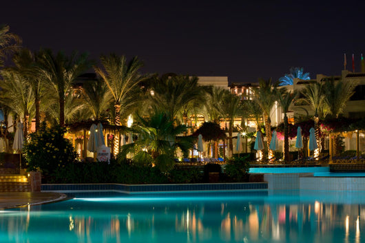 Night Swimming Pool Side Of Tropical Hotel Wall Decal