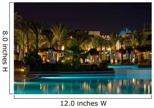 Night swimming pool side of tropical hotel Wall Mural