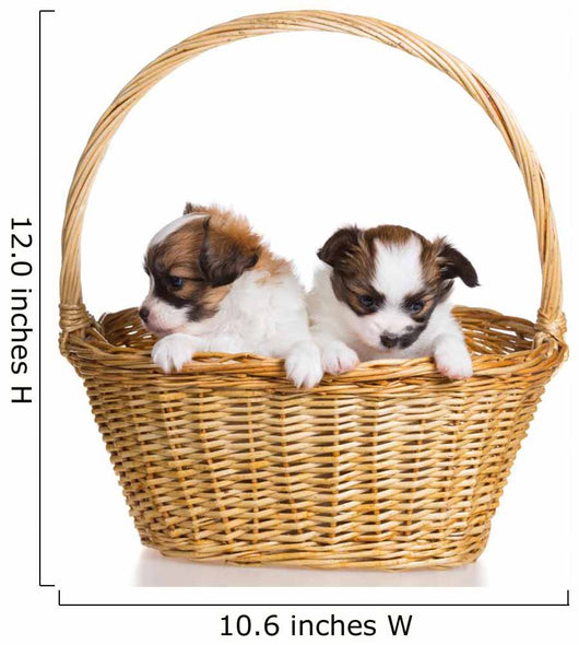 Two Puppy Wicker Basket Wall Decal
