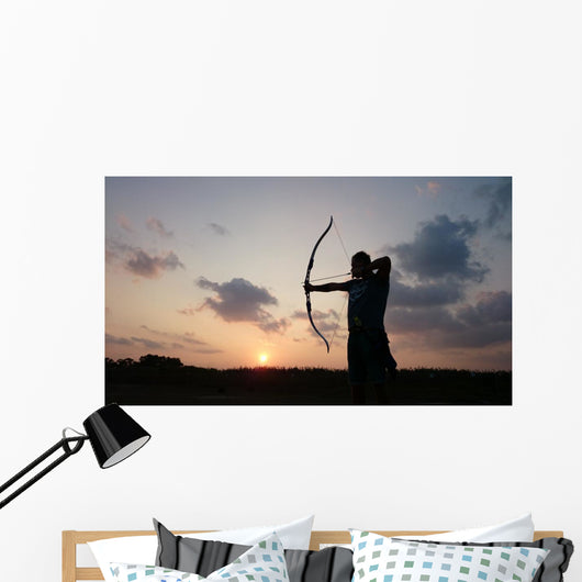 Archery Silhouette Sunset Wall Mural