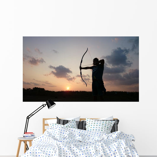 Archery Silhouette Sunset Wall Mural