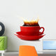 Cup of coffee with splashes, isolated on white Wall Decal