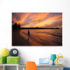 fiery sunset over the water in jamaica Wall Mural
