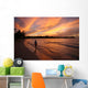 fiery sunset over the water in jamaica Wall Mural