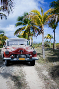 Old Car On A Tropical Beach Wall Decal