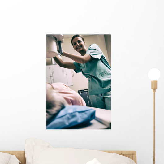 Happy Female Doctor with Wall Decal