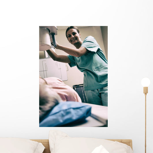Happy Female Doctor with Wall Decal