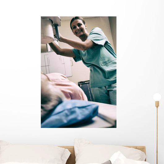 Happy Female Doctor with Wall Decal