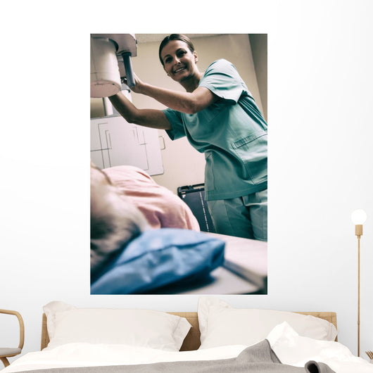 Happy Female Doctor with Wall Decal
