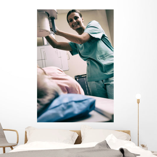Happy Female Doctor with Wall Decal