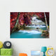 Beautiful waterfall in autumn forest Wall Mural