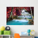 Beautiful waterfall in autumn forest Wall Mural