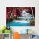 Beautiful waterfall in autumn forest Wall Mural