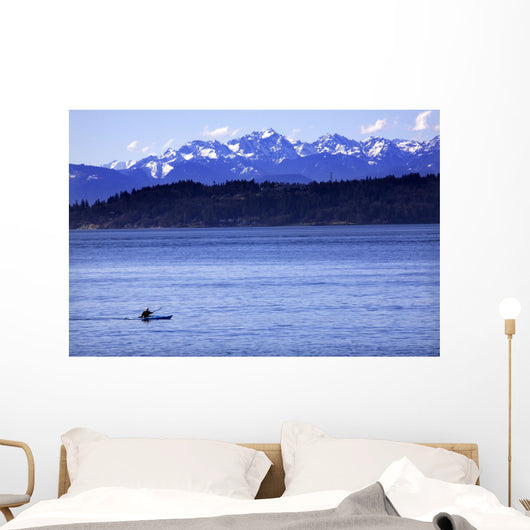 Kayak Puget Sound, Olympic Mountains Edmonds, Washington Wall Mural