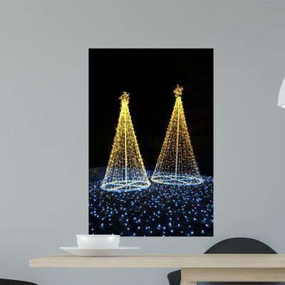 Led Christmas Tree Night Wall Decal shown on a wall
