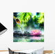 zen garden with black stones and pink waterlily Wall Mural