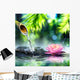 zen garden with black stones and pink waterlily Wall Mural