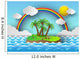 Tropical palm on island with sea and rainbow.vector illustration Wall Mural