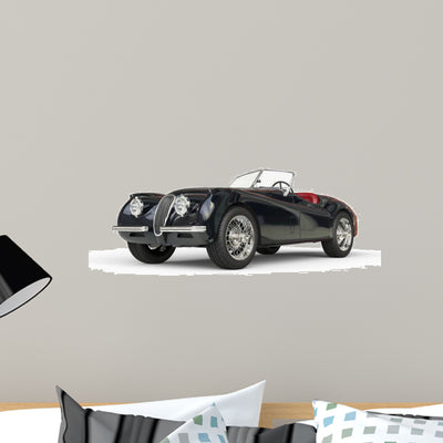 Black Vintage Car Shot Wall Decal shown on a wall
