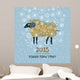Funny Card with a Sheep. 2015 Happy New Year! Wall Mural