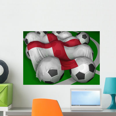 England Flag Soccer Wall Decal shown on a wall