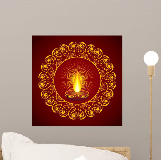 Creative Diwali greeting vector illustration Wall Mural
