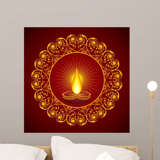 Creative Diwali greeting vector illustration Wall Mural