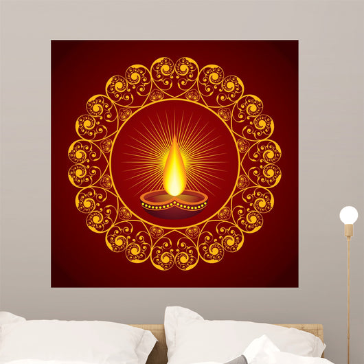 Creative Diwali greeting vector illustration Wall Mural