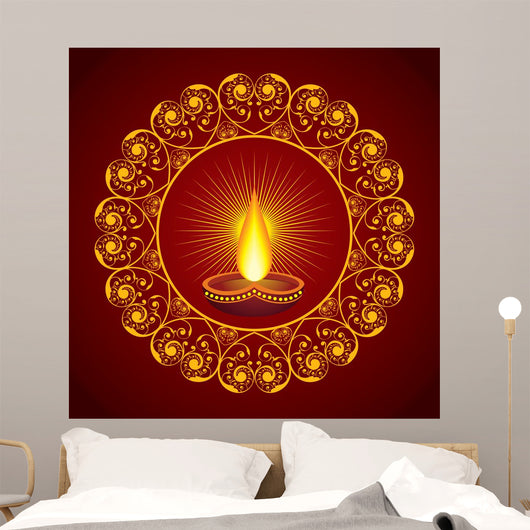 Creative Diwali greeting vector illustration Wall Mural