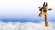 Funny Giraffe With Sunglasses Coming Out Of The Clouds Wall Decal