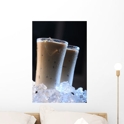 Ice-Cold Coffee Enjoyment Wall Decal shown on a wall